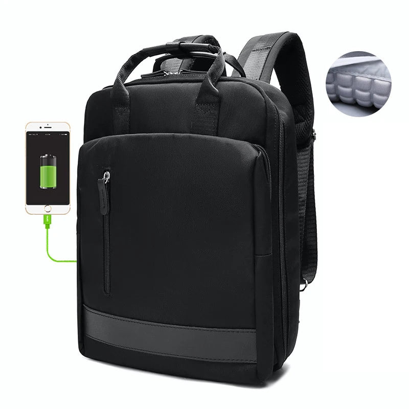 Mochila de viagem feminina com carregamento USB Mochila de mão à prova d'água para laptop de 14 15,6 polegadas Bolsa de viagem empresarial
