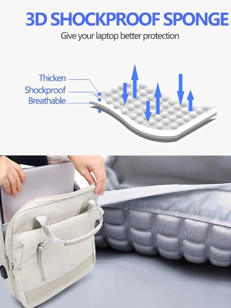 Mochila de viagem feminina com carregamento USB Mochila de mão à prova d'água para laptop de 14 15,6 polegadas Bolsa de viagem empresarial